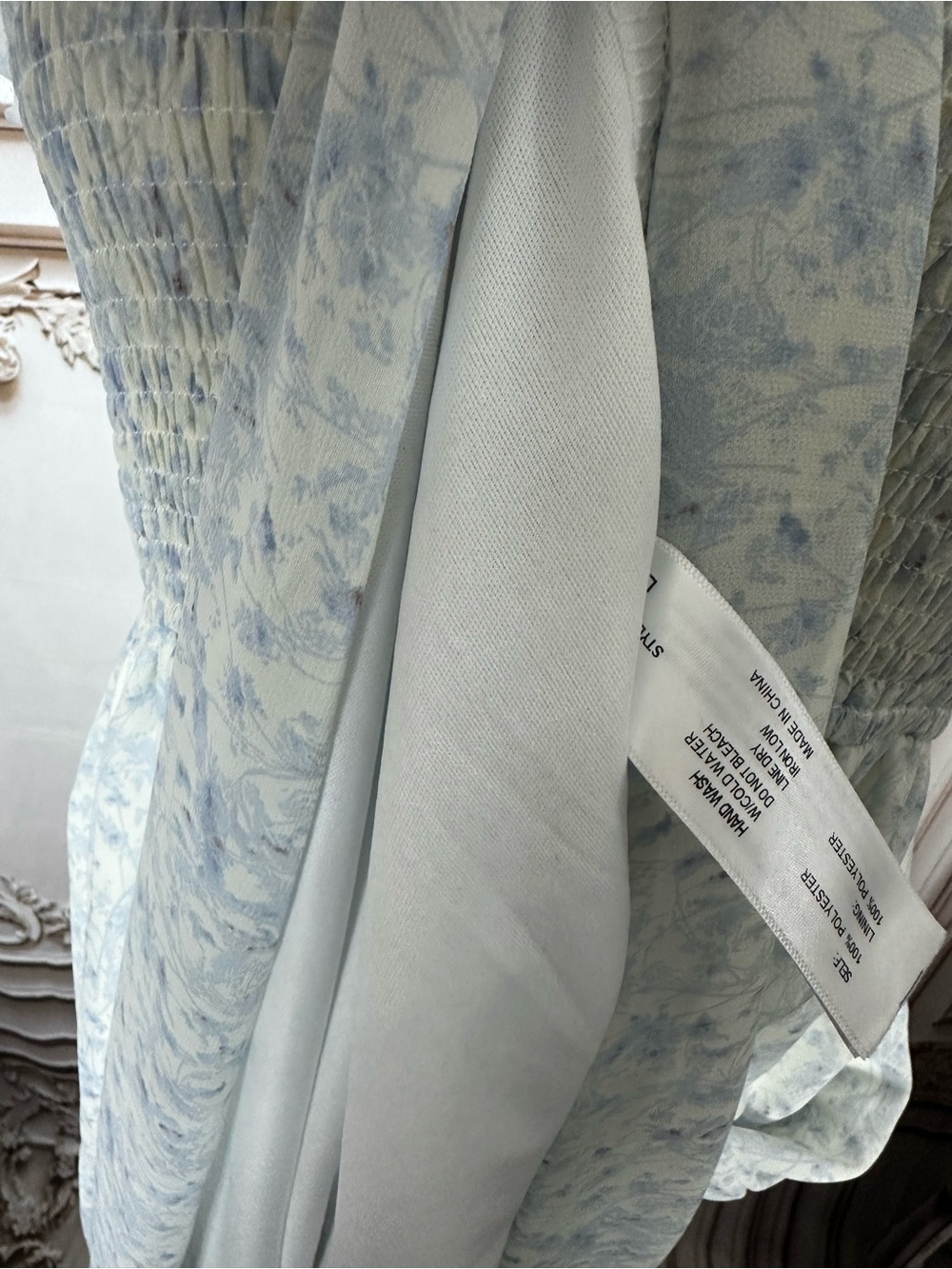 Smocked Light Blue Floral Maxi Dress with Spaghetti Straps - Picture 12 of 13